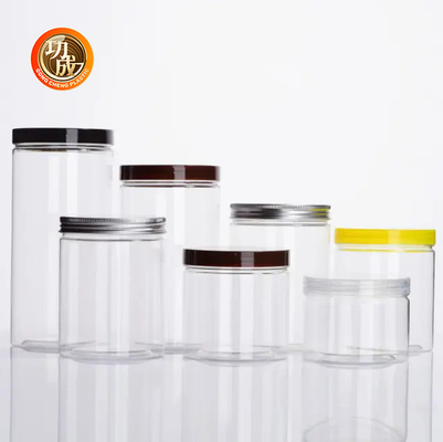खाली व्यापक मुंह खाद्य मिठाई पीईटी प्लास्टिक पैकेजिंग जार 1250ml गोल आकार